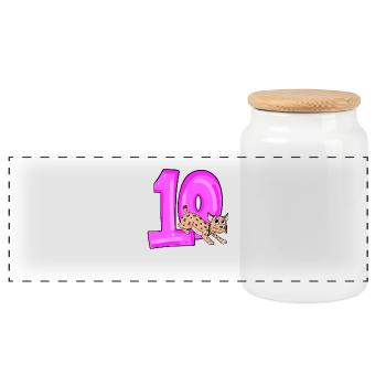 0 ans de lynx chat sauvage lynx ibérique - Boîte à biscuits avec couvercle en bois - blanc - Devant