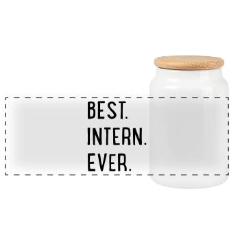 best internal ever - Panoramic Cookie Jar with Wooden Lid - white - Front