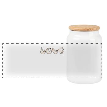 Love Yoga Fitness Alpaca - Panoramic Cookie Jar with Wooden Lid - white - Front