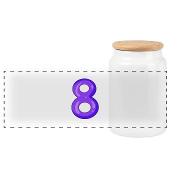 Number 8 - Panoramic Cookie Jar with Wooden Lid - white - Front