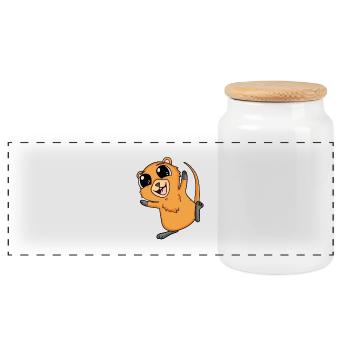 Quokka - Panoramic Cookie Jar with Wooden Lid - white - Front