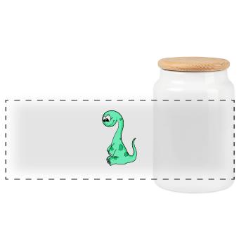 Baby Dinosaurs - Panoramic Cookie Jar with Wooden Lid - white - Front