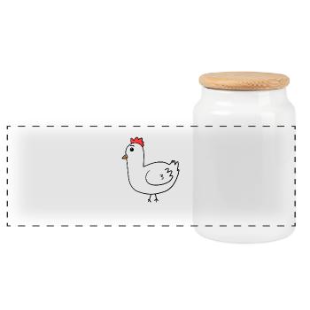 Rooster Chicken - Panoramic Cookie Jar with Wooden Lid - white - Front