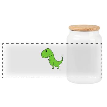 dinosaur - Panoramic Cookie Jar with Wooden Lid - white - Front