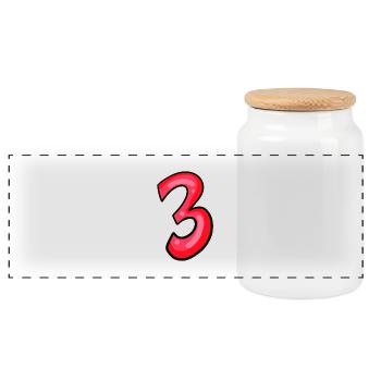 3 - Panoramic Cookie Jar with Wooden Lid - white - Front