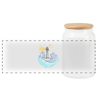 Phare côte mer mer - Boîte à biscuits avec couvercle en bois - blanc - Devant