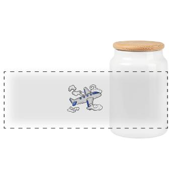 Avion - Boîte à biscuits avec couvercle en bois - blanc - Devant