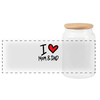 I love mom and dad - Panorama Keksdose mit Holzdeckel - Weiß - Vorne