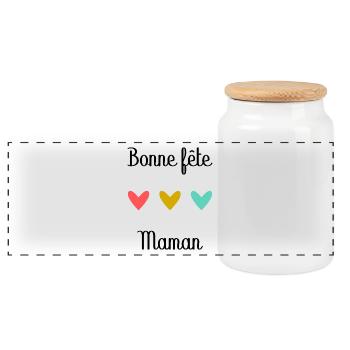 Bonne Fête Maman. Fête des mères - Boîte à biscuits avec couvercle en bois - blanc - Devant