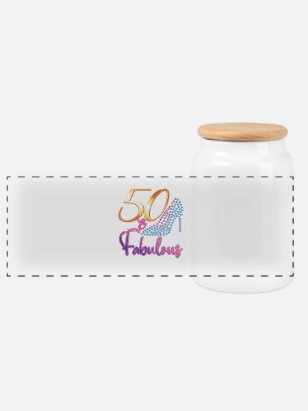 50 & Fabelhafte Turning Fifty, 50. Geburtstagsgeschenk - Panorama Keksdose mit Holzdeckel - Weiß