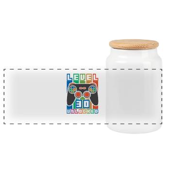 Lustige Gamer Level 30 Entsperrt 30. Geburtstagsgeschenk - Panorama Keksdose mit Holzdeckel - Weiß - Vorne