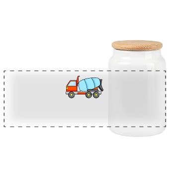 Construction construction construction - Boîte à biscuits avec couvercle en bois - blanc - Devant