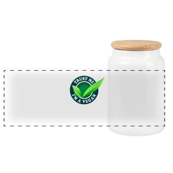 Trust Me I'm A Vegan Quote Organic Go Veggie Vegan - Panoramic Cookie Jar with Wooden Lid - white - Front