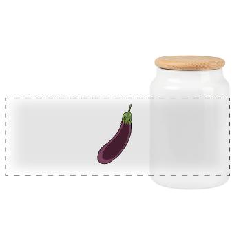 Aubergine Légumes Vitamines cuisine végétarienne - Boîte à biscuits avec couvercle en bois - blanc - Devant