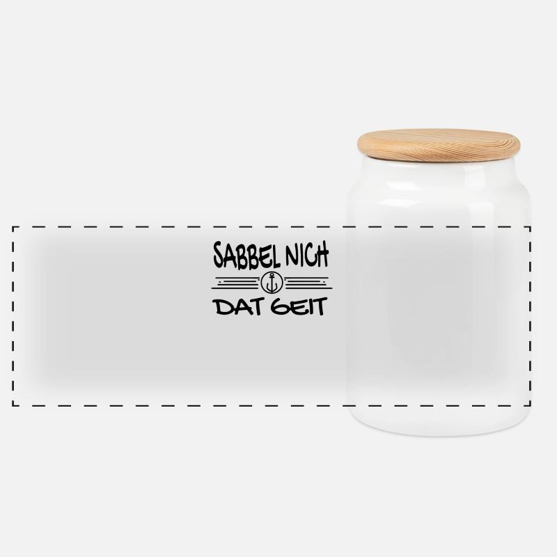 Sabbel Nich Dat Geit - Plattdeutsch Nordsee - Panorama Keksdose mit Holzdeckel - Weiß