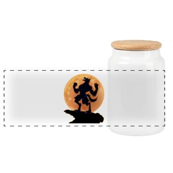 Dunkle Werwolf, Vollmond - Halloween beängstigend Geschenk - Panorama Keksdose mit Holzdeckel - Weiß - Vorne