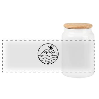 Hikers Hiking Mountain Mountains Sun - Panoramic Cookie Jar with Wooden Lid - white - Front