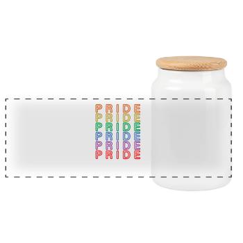 Pride Rainbow, LGBTQ, Lgbt Lesbian Gay Pride Gift - Panoramic Cookie Jar with Wooden Lid - white - Front