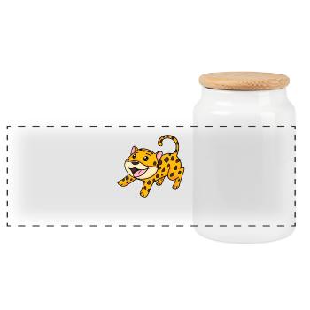 Jaguar - Boîte à biscuits avec couvercle en bois - blanc - Devant