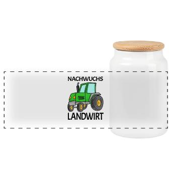 Dorf Kind Bauer Nachwuchs Kleinkind - Panorama Keksdose mit Holzdeckel - Weiß - Vorne