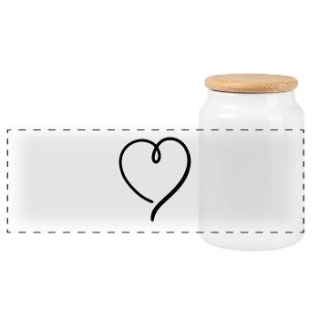 Heart Black Modern - Panoramic Cookie Jar with Wooden Lid - white - Front