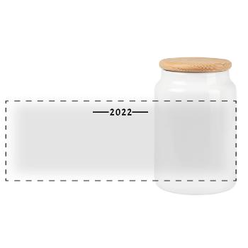 2022 - Panorama Keksdose mit Holzdeckel - Weiß - Vorne