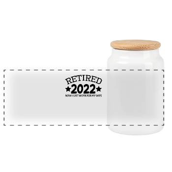Retirement 2022 - Retired 2022 - Panoramic Cookie Jar with Wooden Lid - white - Front