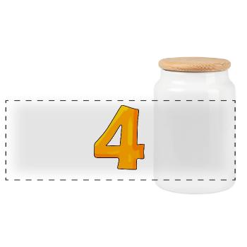4 - Panoramic Cookie Jar with Wooden Lid - white - Front