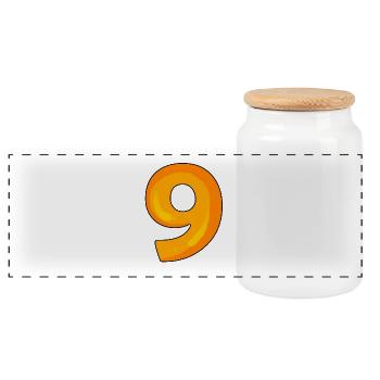 9 - Panoramic Cookie Jar with Wooden Lid - white - Front
