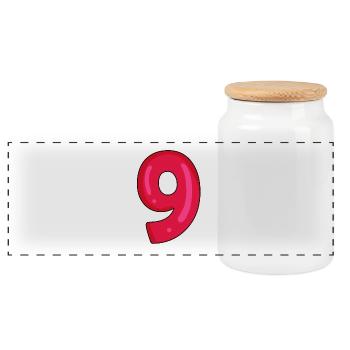 9 - Panoramic Cookie Jar with Wooden Lid - white - Front