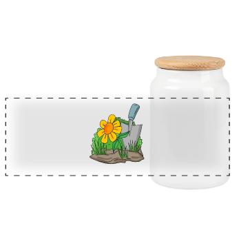 Garten Motiv Gärtner Geschenk - Panorama Keksdose mit Holzdeckel - Weiß - Vorne