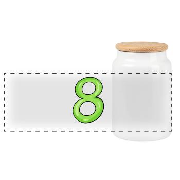 8 - Panoramic Cookie Jar with Wooden Lid - white - Front