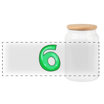 6 - Panoramic Cookie Jar with Wooden Lid - white - Front
