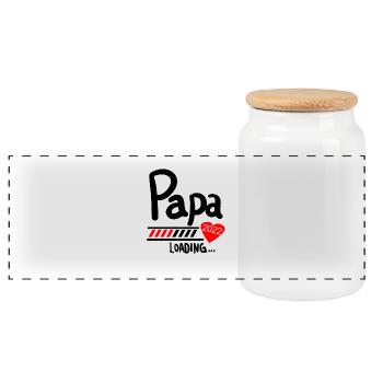 Papa Loading 2022 - Panorama Keksdose mit Holzdeckel - Weiß - Vorne