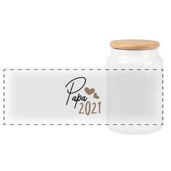 Papa 2021 - Panorama Keksdose mit Holzdeckel - Weiß - Vorne