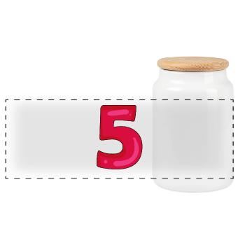 5 - Panoramic Cookie Jar with Wooden Lid - white - Front