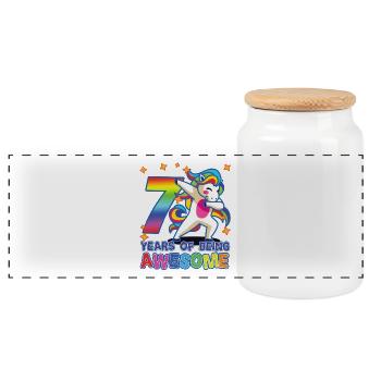 Cadeau de 7ème anniversaire pour les filles Licorne de 7 ans - Boîte à biscuits avec couvercle en bois - blanc - Devant
