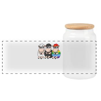 Black Sheep - Rainbow Sheep - Panoramic Cookie Jar with Wooden Lid - white - Front