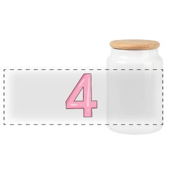 4 - Panoramic Cookie Jar with Wooden Lid - white - Front