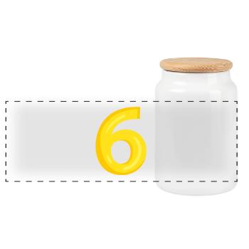 6 yellow - Panoramic Cookie Jar with Wooden Lid - white - Front