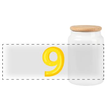 9 yellow - Panoramic Cookie Jar with Wooden Lid - white - Front
