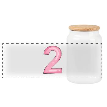 2 pink - Panoramic Cookie Jar with Wooden Lid - white - Front