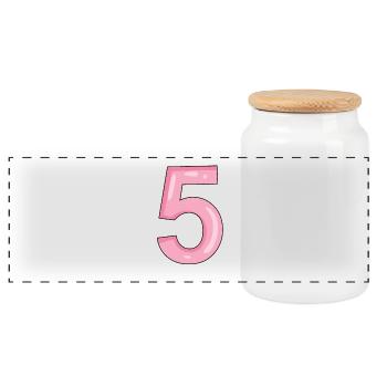 5 Pink - Panoramic Cookie Jar with Wooden Lid - white - Front