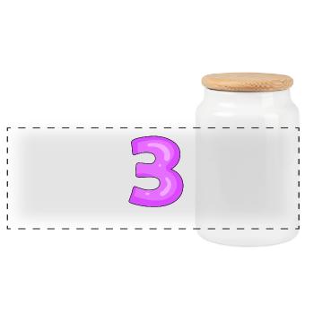 3 purple - Panoramic Cookie Jar with Wooden Lid - white - Front