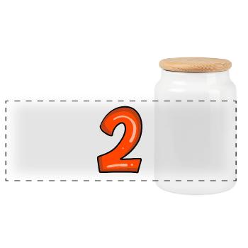 2 red - Panoramic Cookie Jar with Wooden Lid - white - Front
