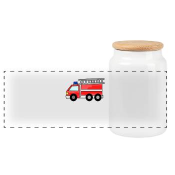 Pompiers - Boîte à biscuits avec couvercle en bois - blanc - Devant
