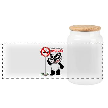 Non-smokers Since 2013 Smoking Statement Gift - Panoramic Cookie Jar with Wooden Lid - white - Front