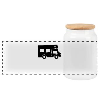 Caravan Camper Camping Camper - Panoramic Cookie Jar with Wooden Lid - white - Front