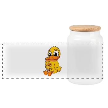 Canard famille - Canard avec bébé - Canard - Boîte à biscuits avec couvercle en bois - blanc - Devant