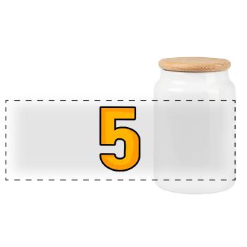 Number 5 - Panoramic Cookie Jar with Wooden Lid - white - Front